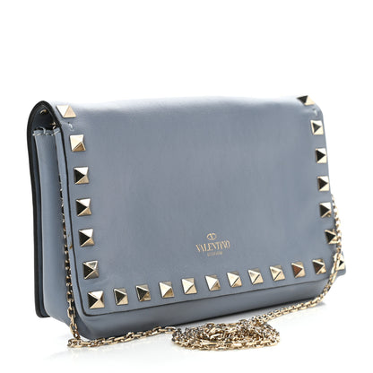 Valentino Garavani Vitello Small Rockstud Chain Flap Crossbody Bag Blue 2 of 14