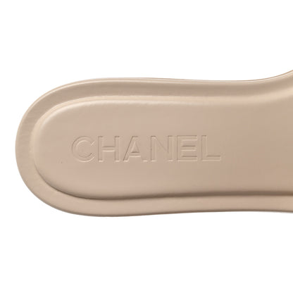 Chanel Calfskin Patent Calfskin Logo Mules 37 Beige 7 of 9
