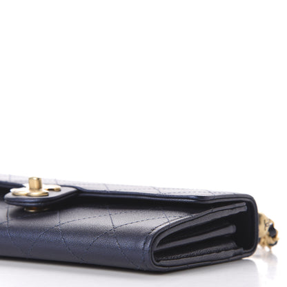 Chanel Iridescent Lambskin Quilted Chic Pearls Clutch With Chain Blue 7 of 12