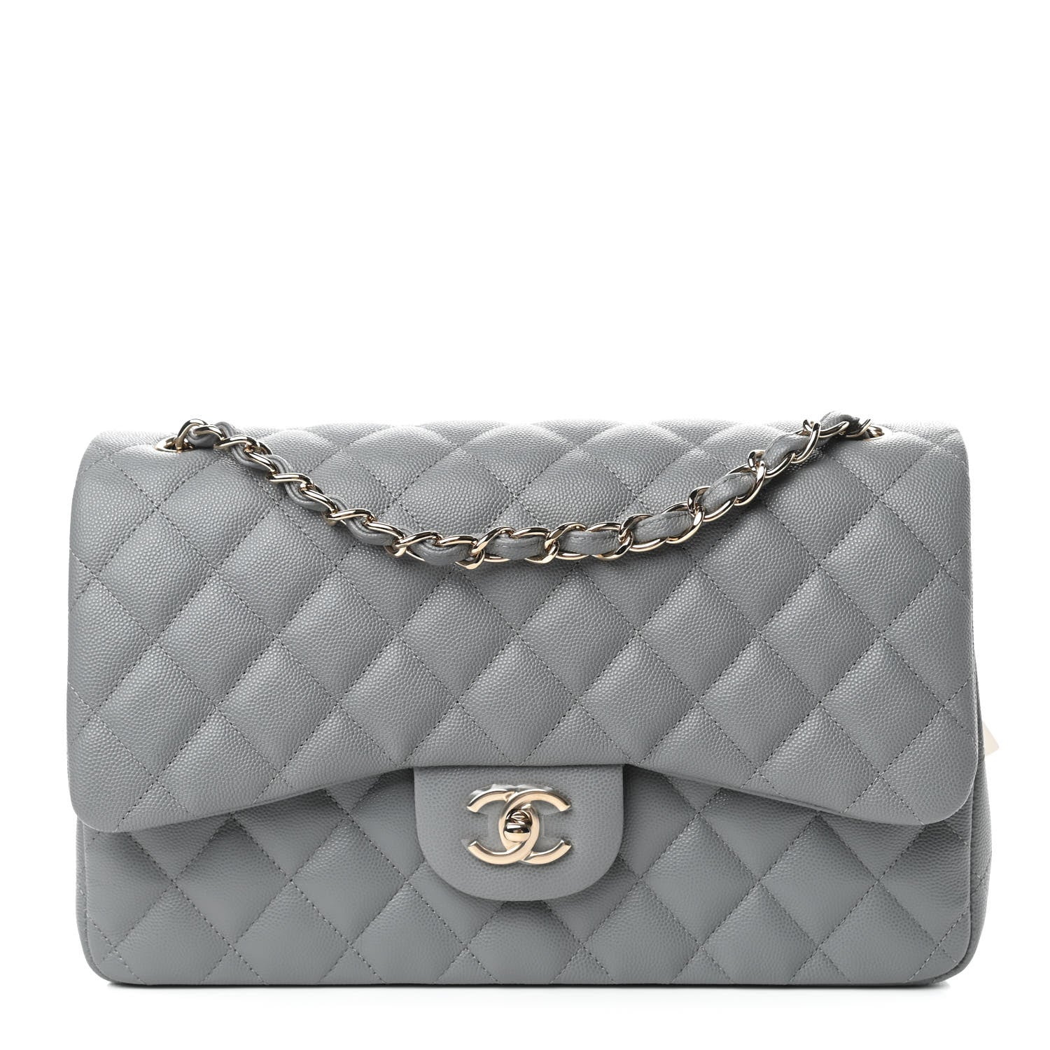 Chanel Caviar Quilted Jumbo Double Flap Grey 1 of 11