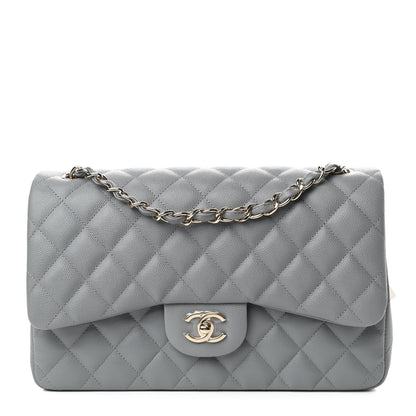 Chanel Caviar Quilted Jumbo Double Flap Grey 1 of 11