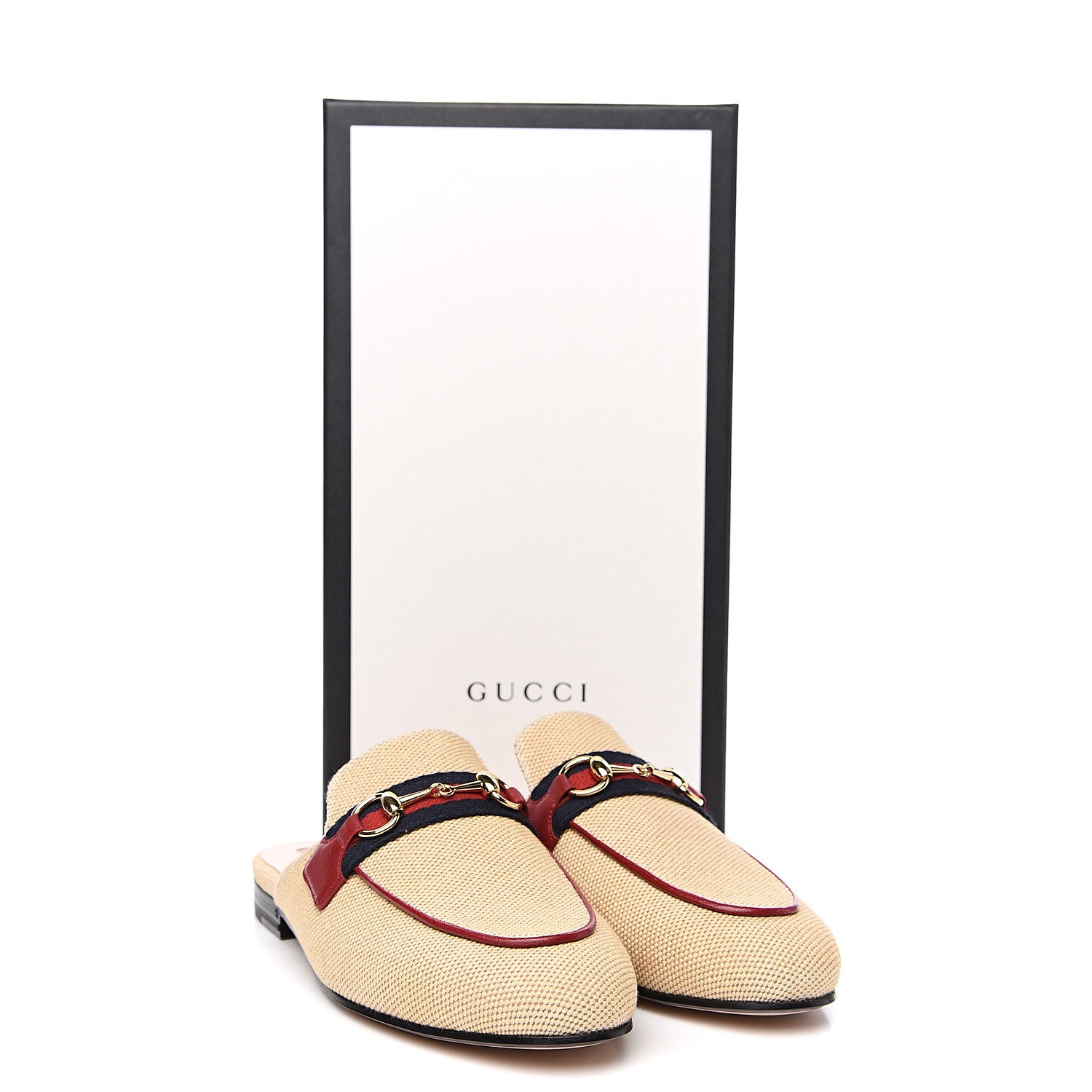 Gucci Canvas Vintage Charlotte Web Princetown Slippers 36.5 Sand Cuir 9 of 9