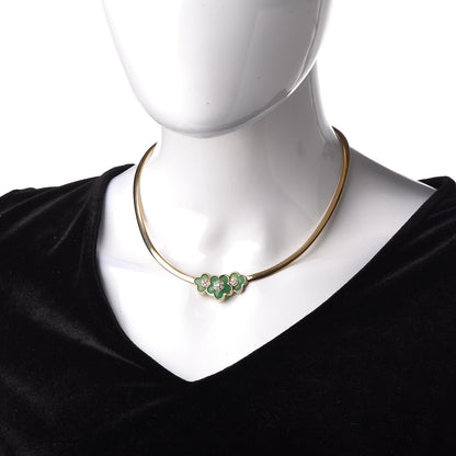 Van Cleef & Arpels 18K Yellow Gold Diamond Green Chalcedony Flower Collar Necklace 2 of 6