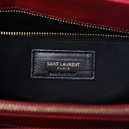 Saint Laurent Grain De Poudre Matelasse Chevron Large Monogram Shopping Bag Red 5 of 13
