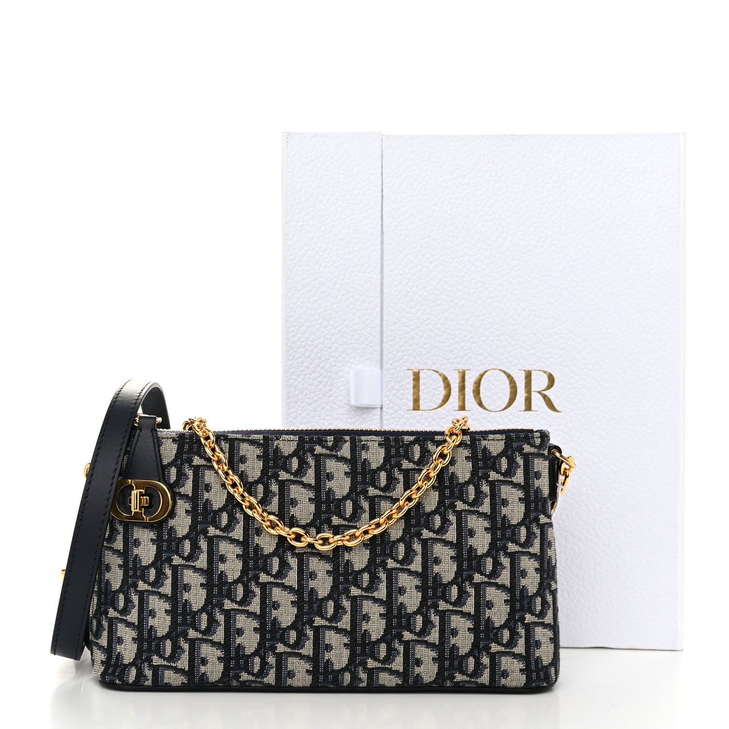 Christian Dior Oblique 30 Montaigne Midi Mini Messenger Bag Blue 10 of 10
