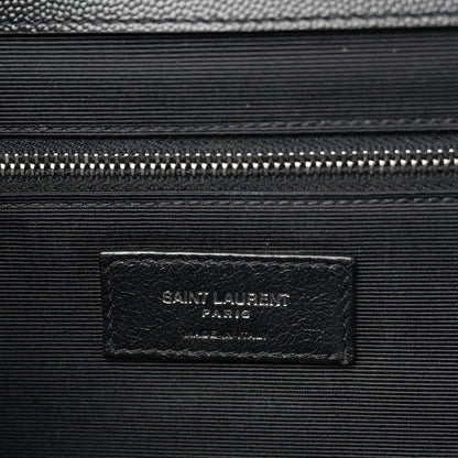 Saint Laurent Grain De Poudre Textured Mixed Matelasse Large Triquilt Monogram Satchel Black 6 of 10