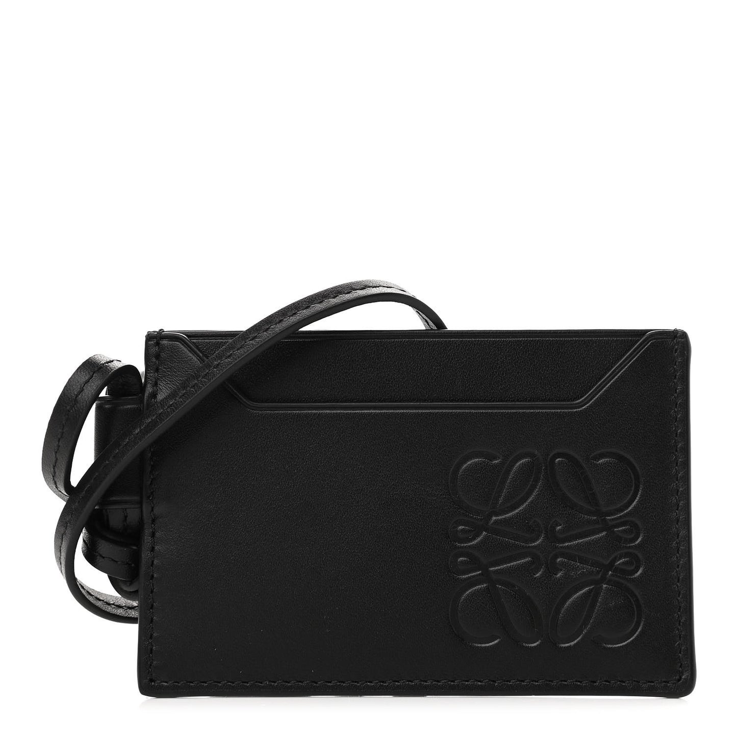 Calfskin Embossed Puzzle Crossbody Card Holder Black