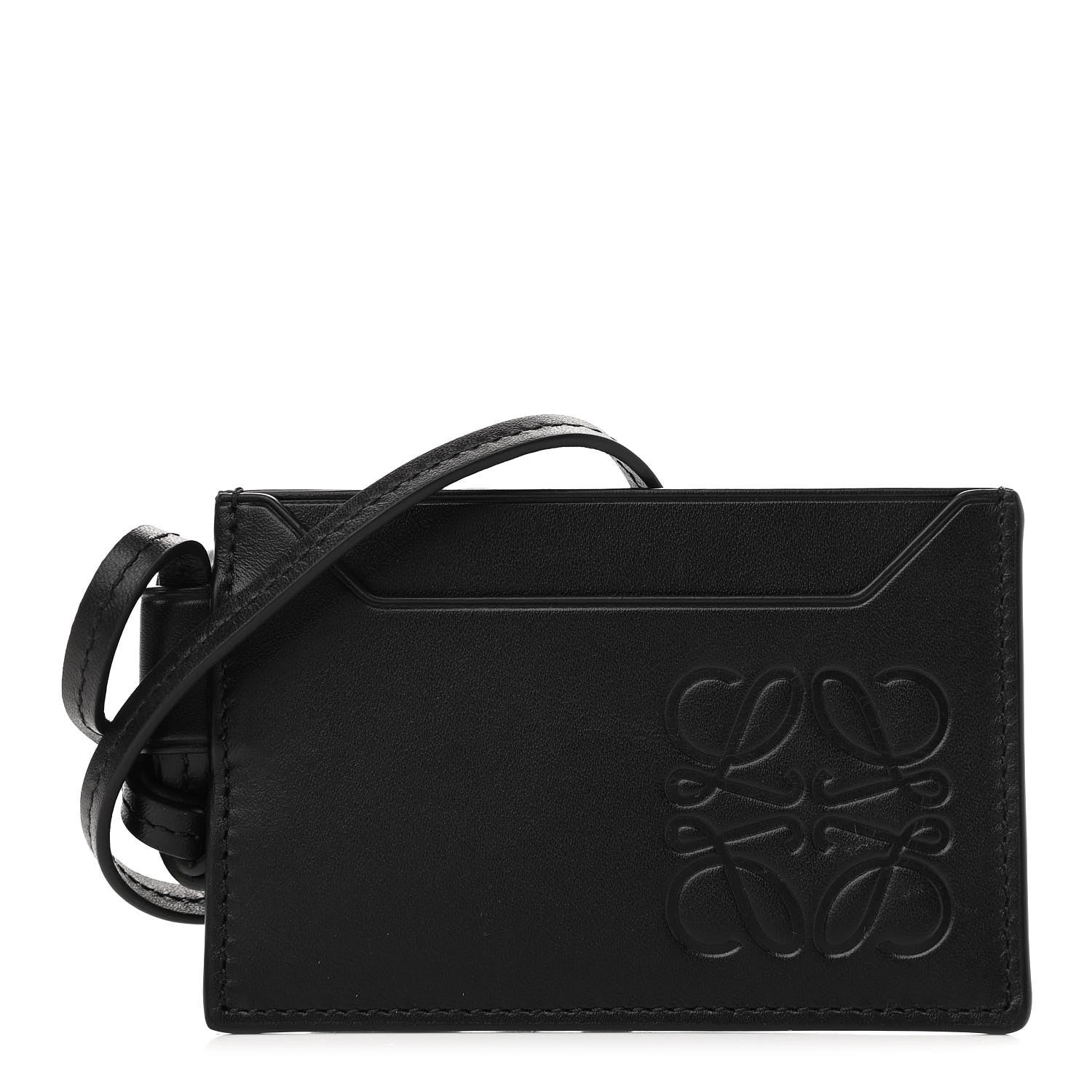 Loewe Calfskin Embossed Puzzle Crossbody Card Holder Black 1 of 7