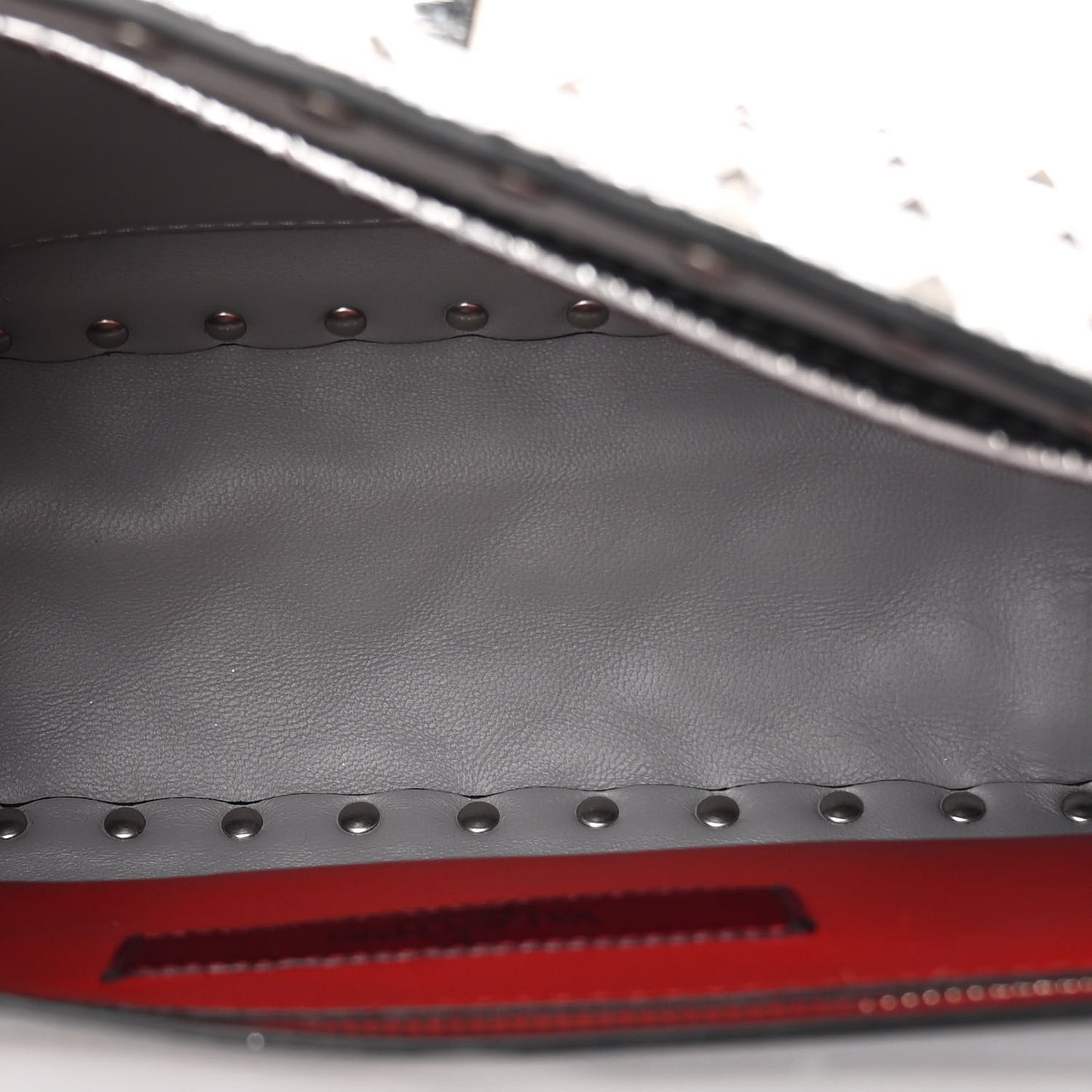 Metallic Craquele Nappa Medium Rockstud Spike Shoulder Bag Silver