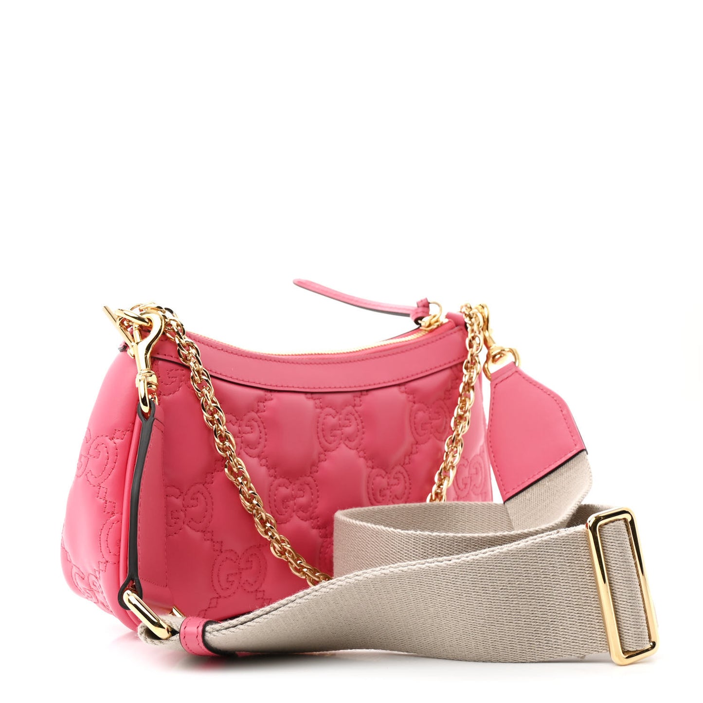 Calfskin GG Matelasse Chain Handbag Rhodamine Pink Natural