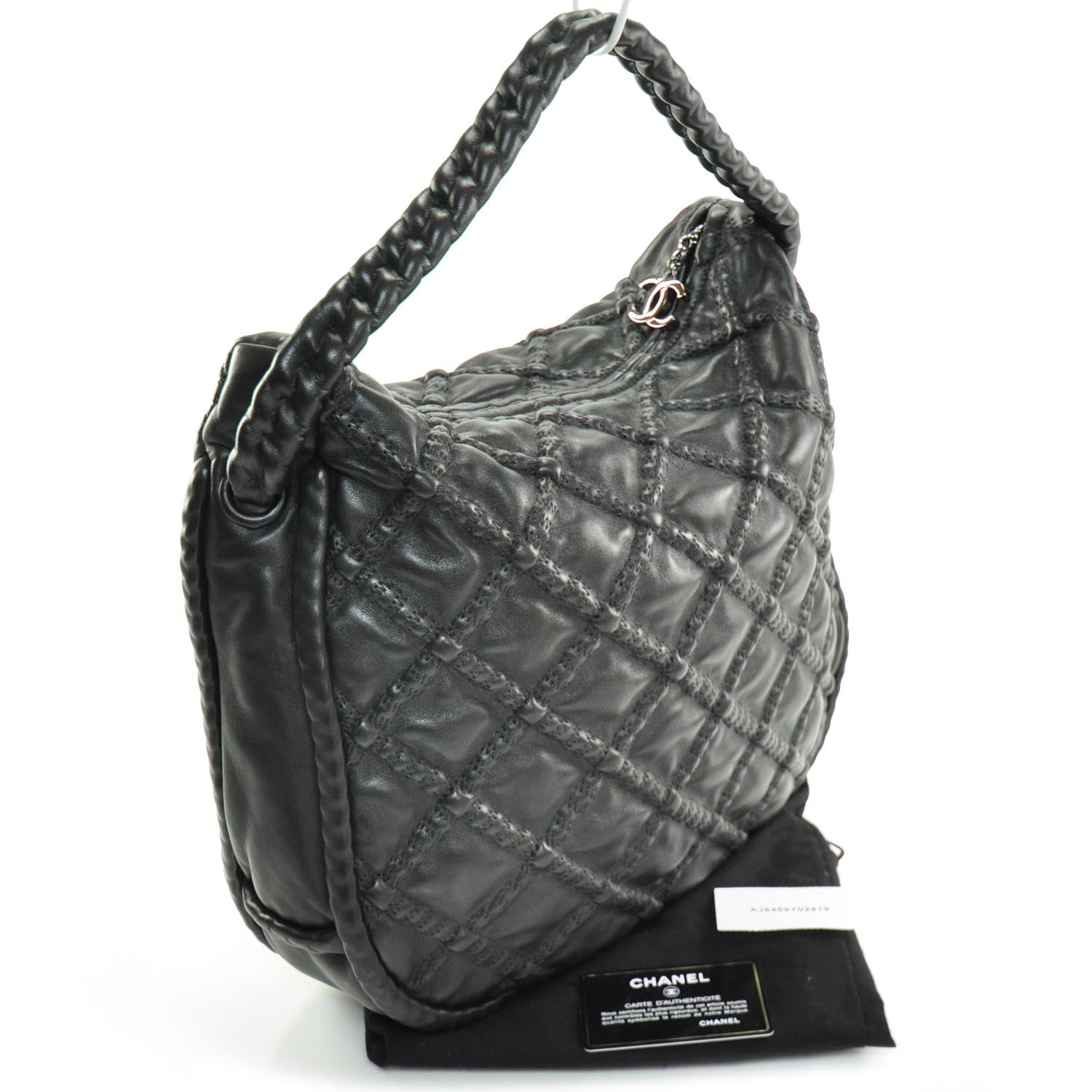 Chanel Quilted Lambskin Hidden Chain Hobo Black 3 of 11