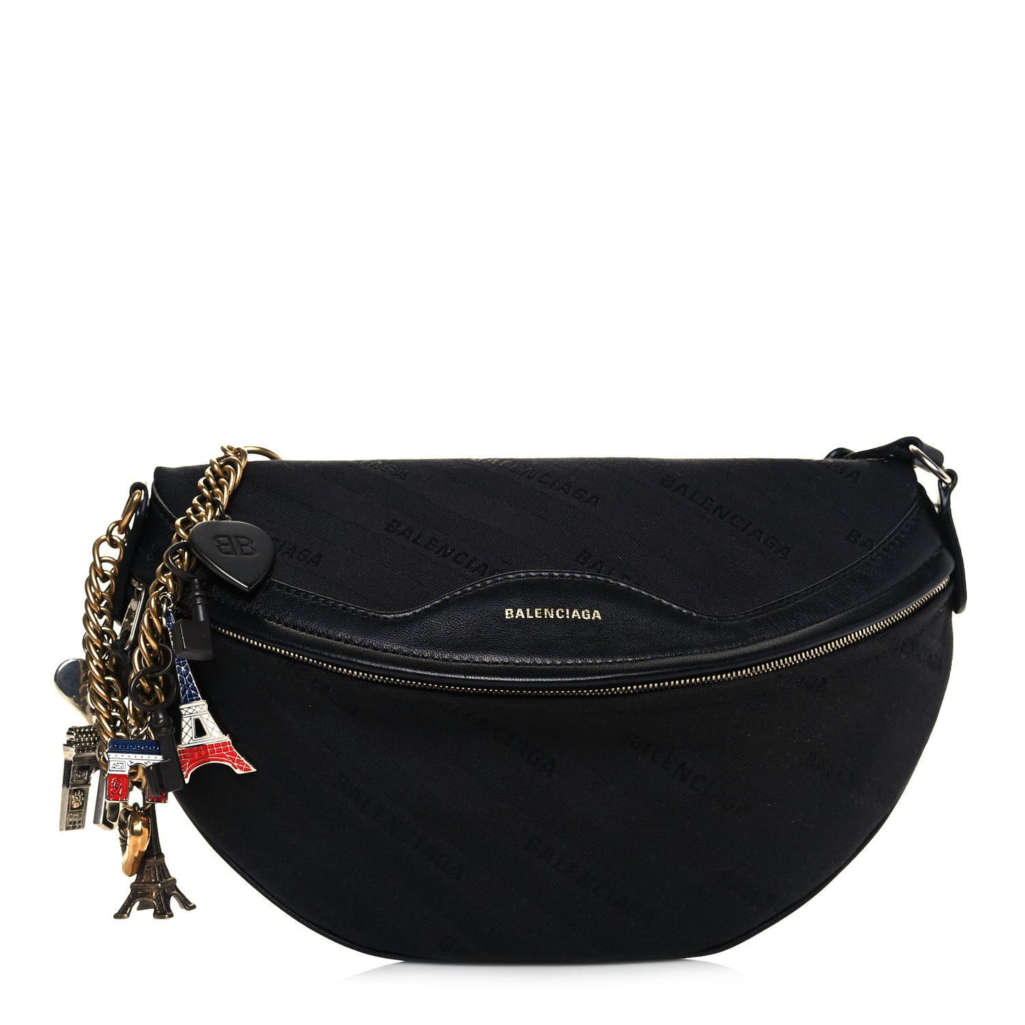 Canvas Jacquard Diagonal Allover Logo XS Souvenir Belt Bag Black