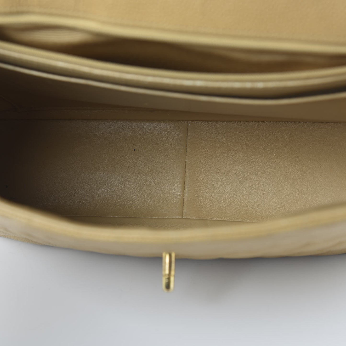 Caviar Quilted Jumbo Single Flap Beige