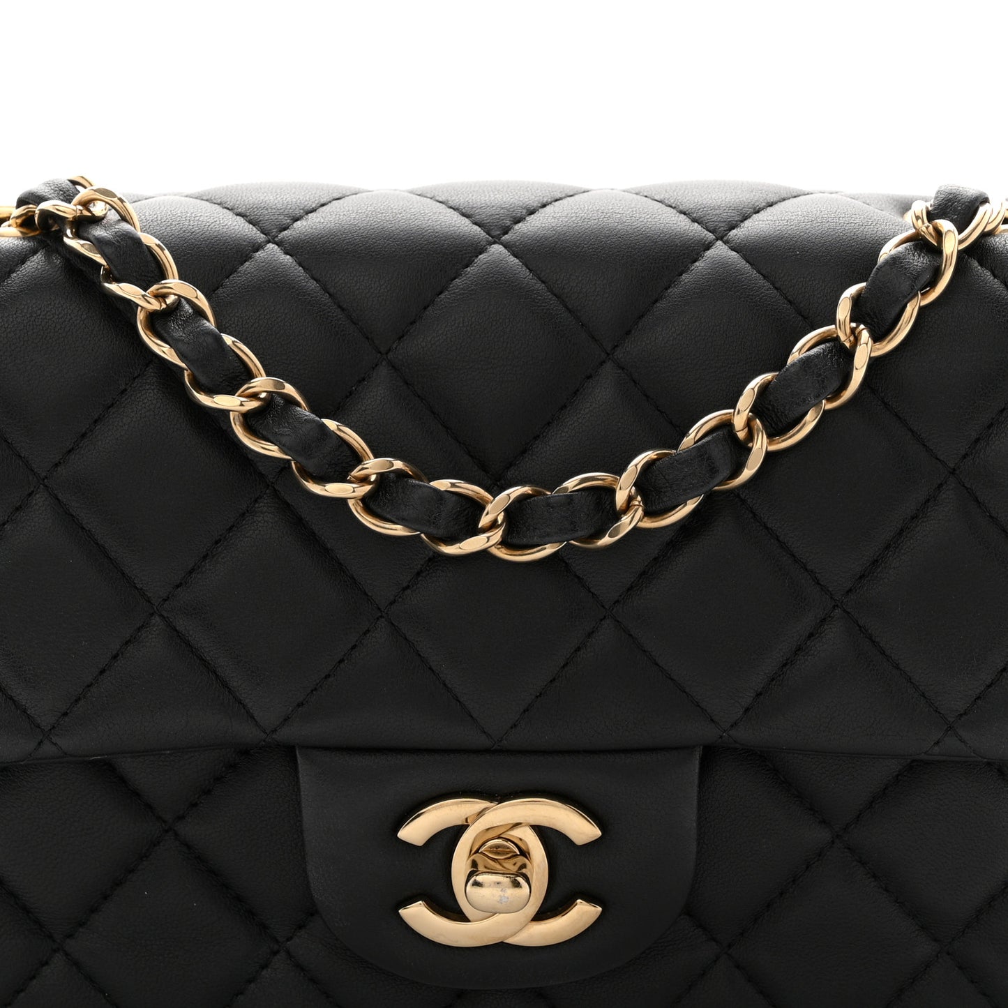 Lambskin Quilted Mini Rectangular Flap Black