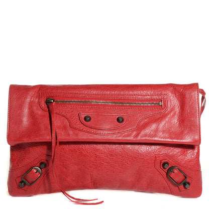 Balenciaga Agneau Classic Hardware Envelope Clutch Rouge Coquelicot 1 of 8