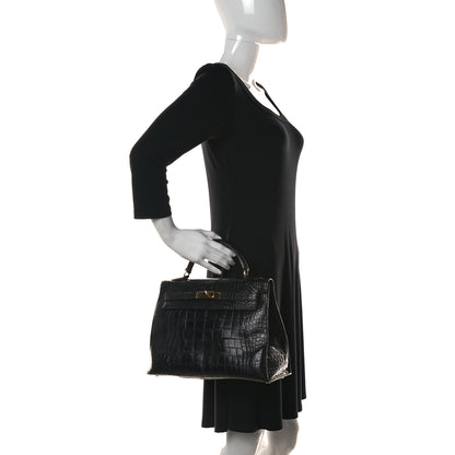 Hermes Matte Alligator Kelly Sellier 32 Black 2 of 25