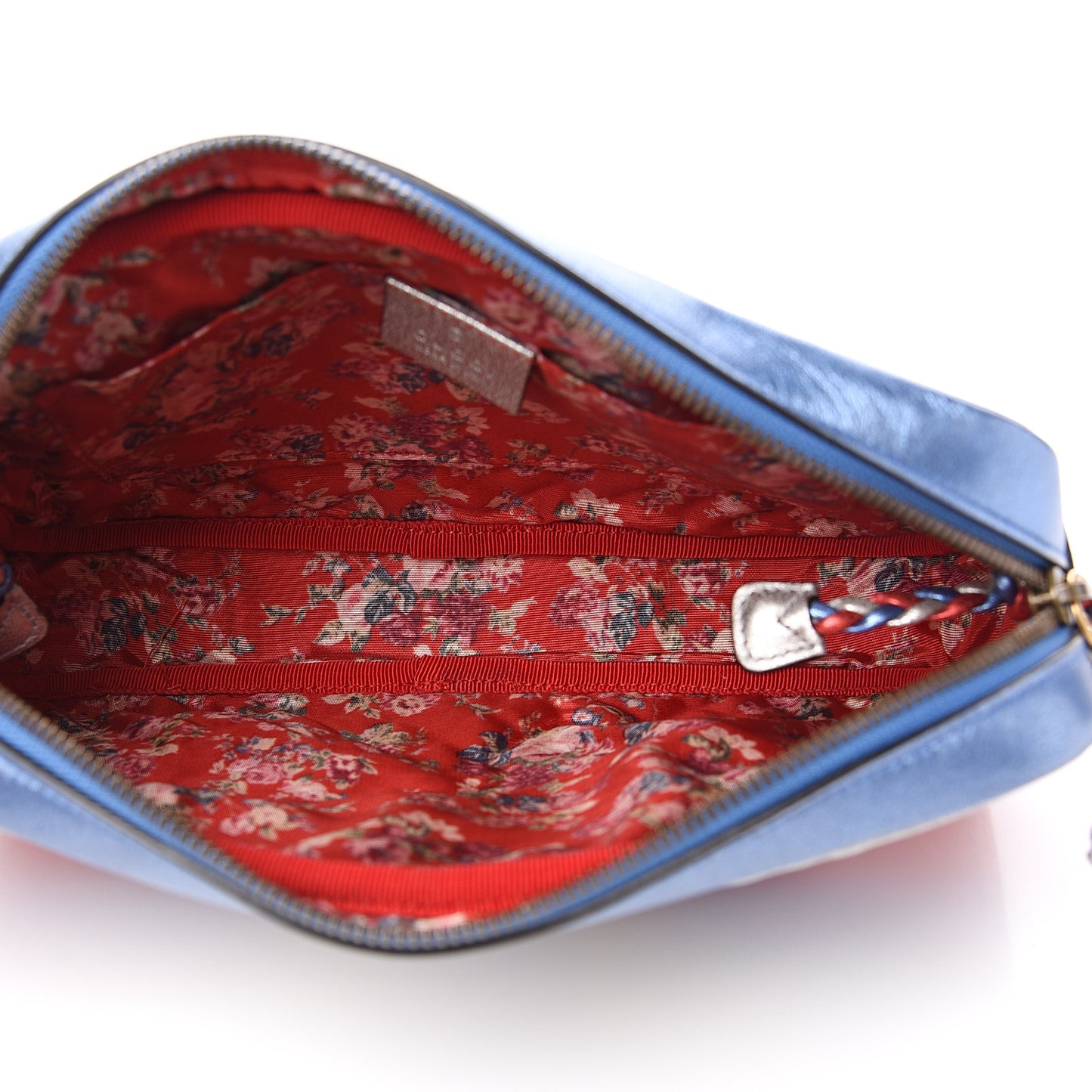 Laminated Nappa Trapuntata Small Zumi Shoulder Bag Rosso Marine Argento