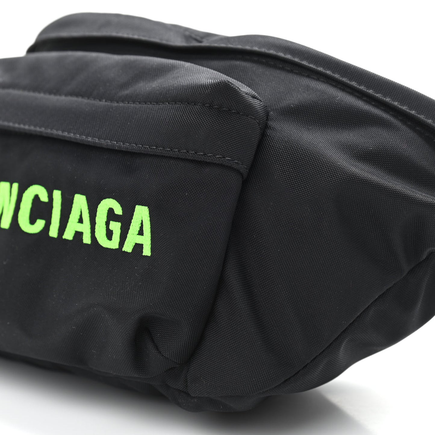 Recycled Sport Nylon Logo Embroidered Wheel Beltpack Black Green Fluo
