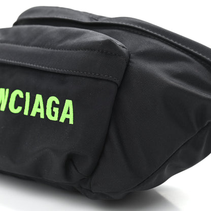 Balenciaga Recycled Sport Nylon Logo Embroidered Wheel Beltpack Black Green Fluo 7 of 10