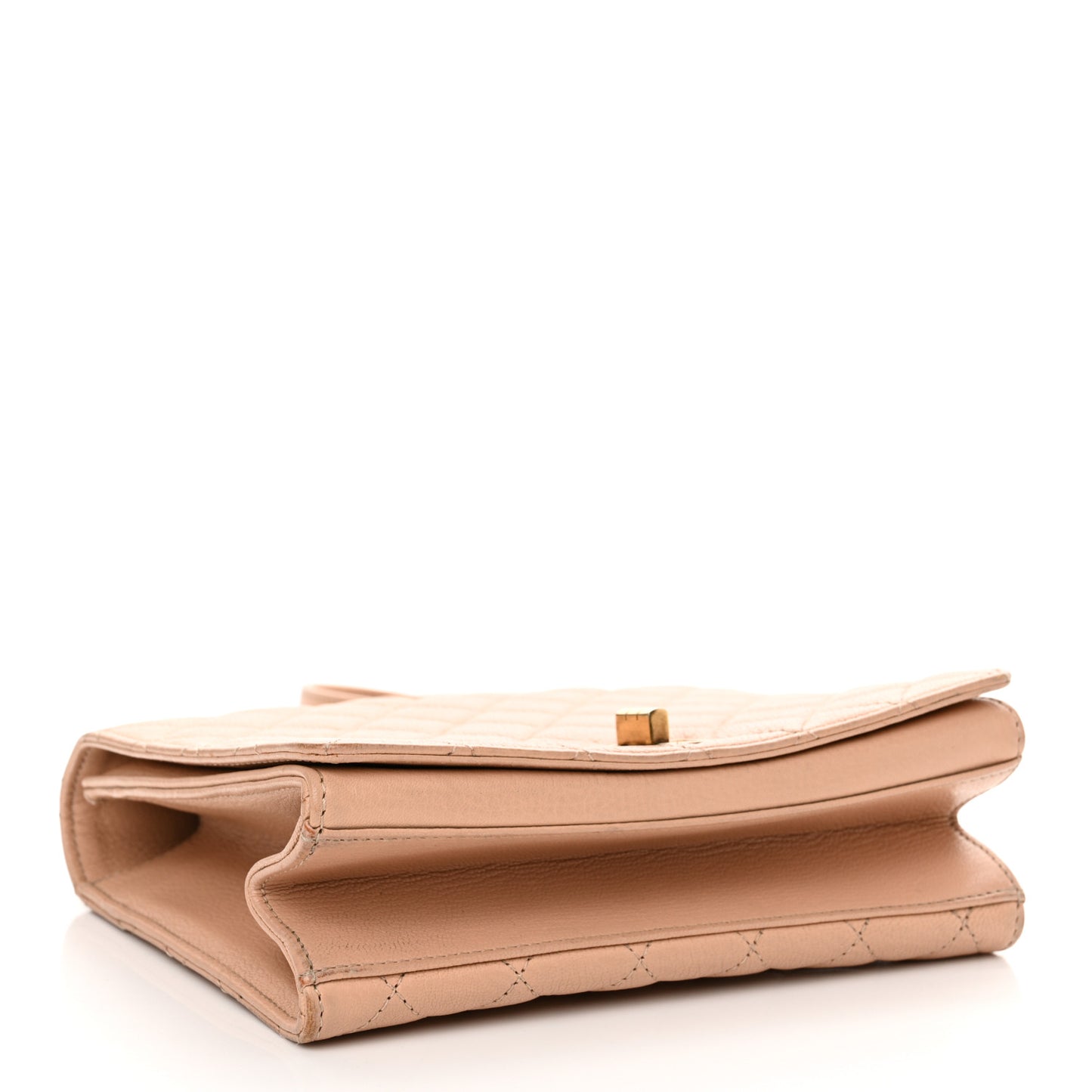 Goatskin Quilted Large Rita Top Handle Flap Beige