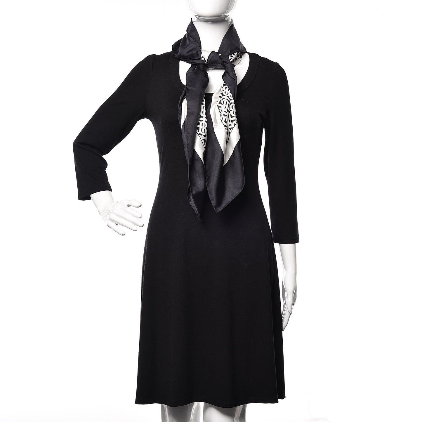 Silk Monogram Print Square Scarf Black Monochrome