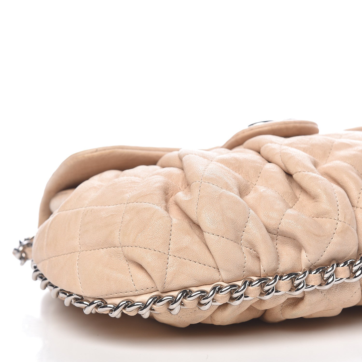 Chanel Washed Lambskin Quilted Medium Chain Around Flap Beige 8 of 17