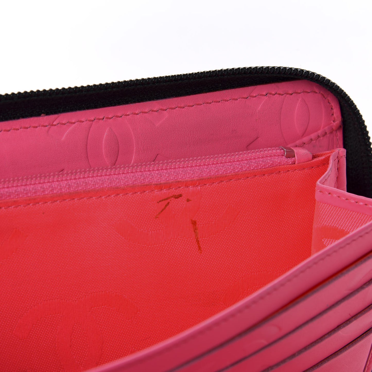 Calfskin Cambon Zip Around Organizer Wallet Black White