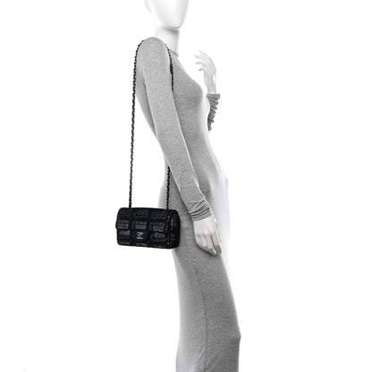 Chanel Sequin Mini Rectangular Single Flap Black Silver 2 of 13