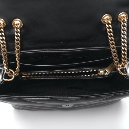 Saint Laurent Calfskin Y Quilted Monogram Small Loulou Chain Satchel Black 4 of 5