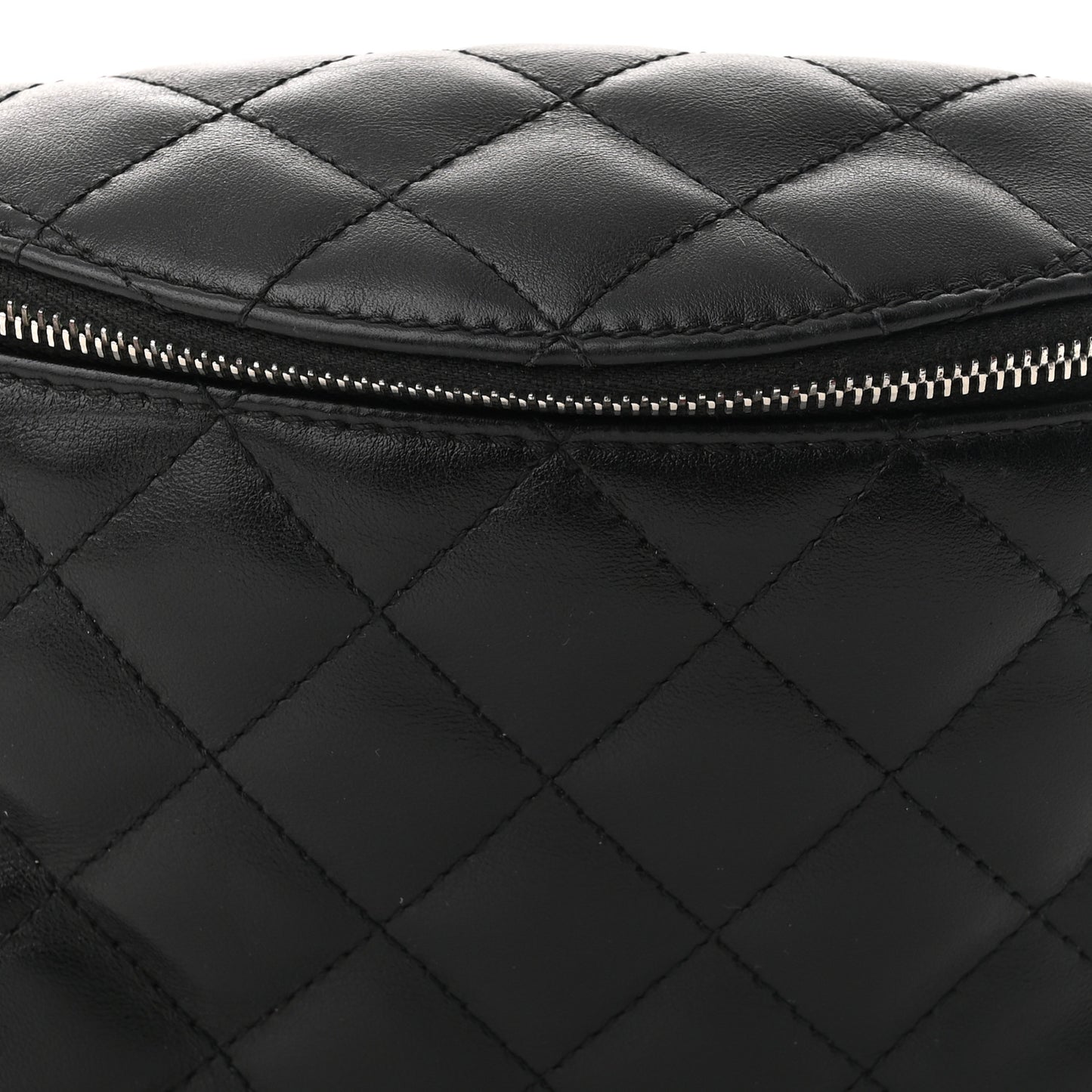 Lambskin Quilted Waist Belt Bag Black