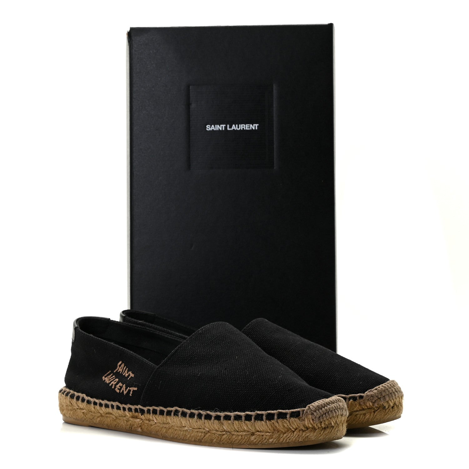 Saint Laurent Canvas Nappa Elba Light Logo Embroidered Espadrilles 37.5 Black 9 of 9