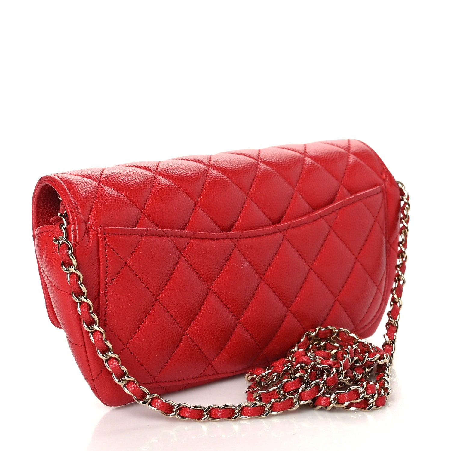 Chanel Caviar Quilted Glasses Case With Chain Red 3 of 11