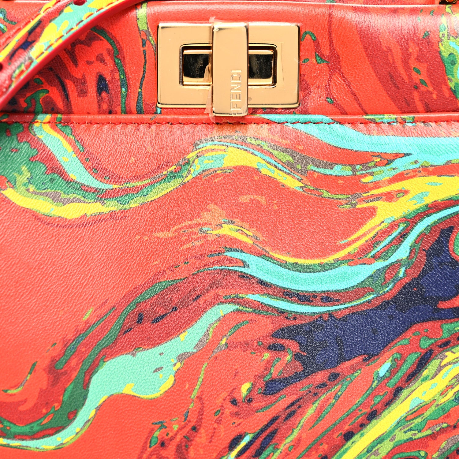 Fendi Nappa Marble Mini Peekaboo Iconic Satchel Rosso Multicolor 8 of 12