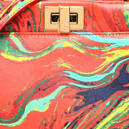 Fendi Nappa Marble Mini Peekaboo Iconic Satchel Rosso Multicolor 8 of 12