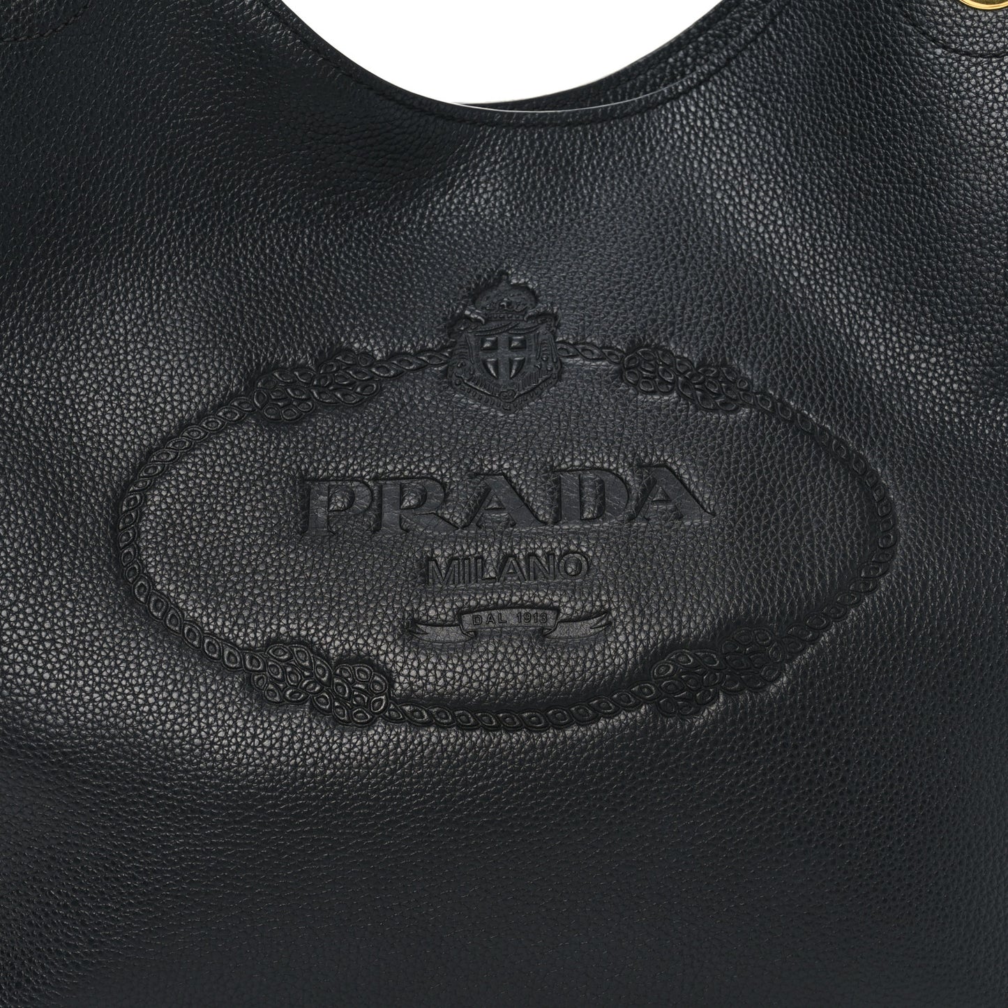 Vitello Phenix Embossed Logo Hobo Black