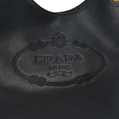 Prada Vitello Phenix Embossed Logo Hobo Black 7 of 9