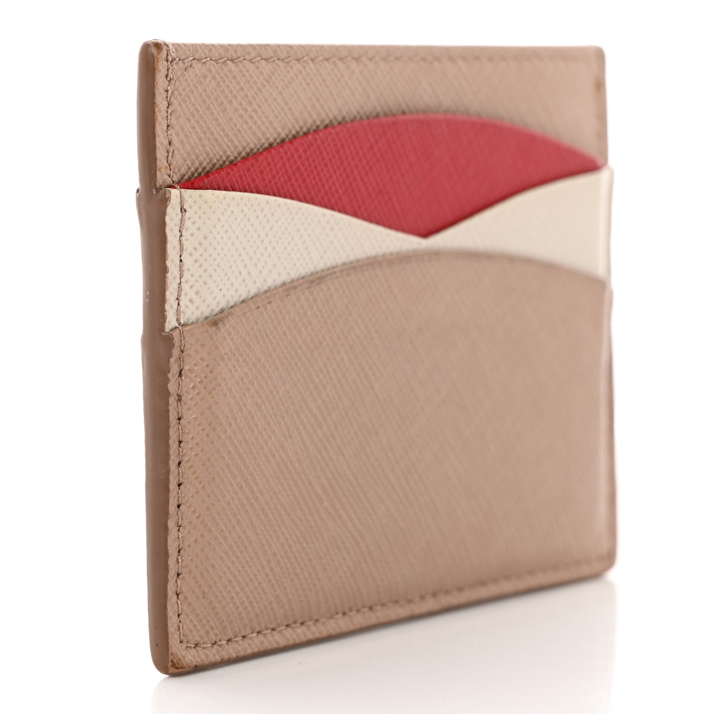 Saffiano Metal Card Case Cammeo Fuoco White