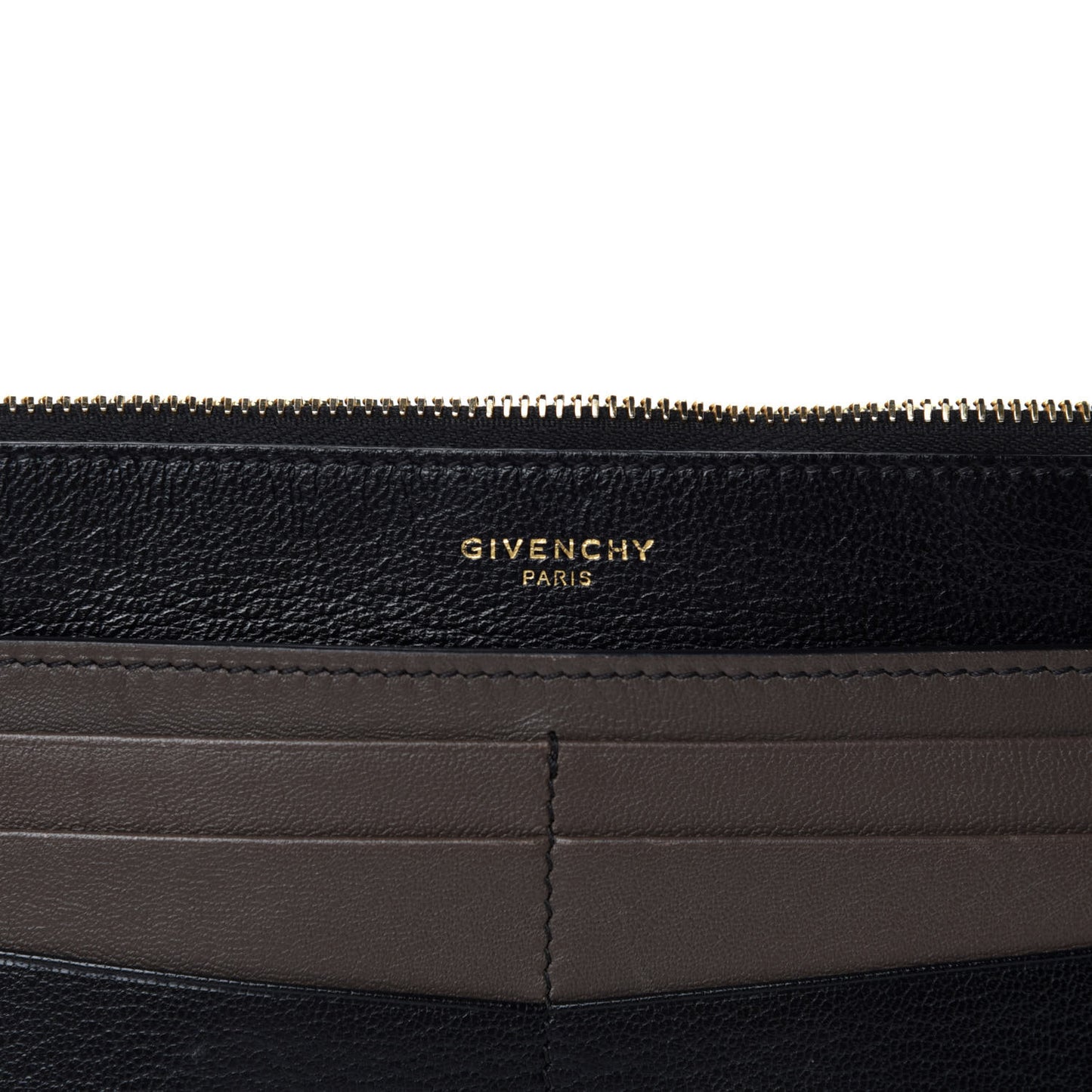 Calfskin GV3 Wristlet Zip Card Holder Black Grey