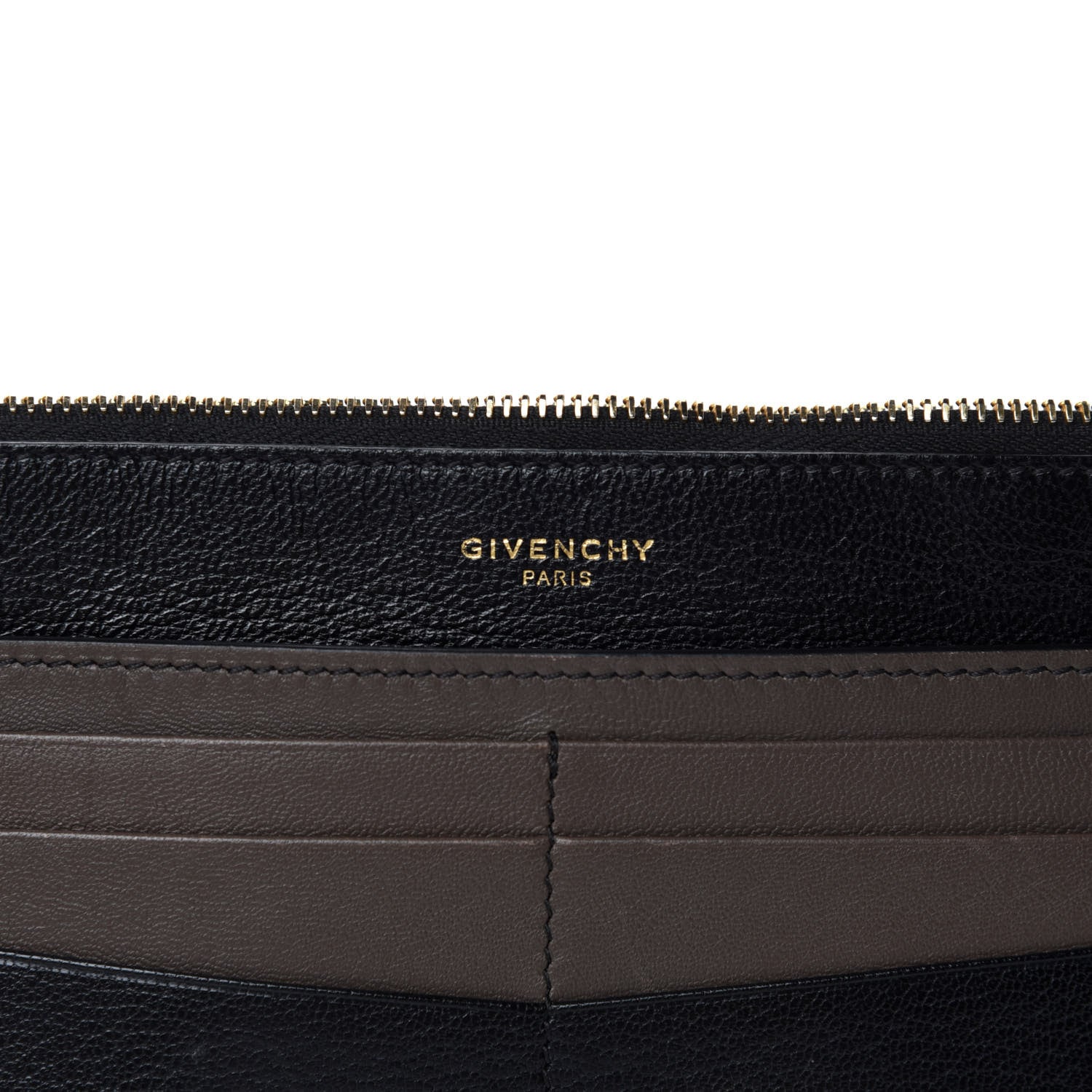 Givenchy Calfskin GV3 Wristlet Zip Card Holder Black Grey 6 of 6