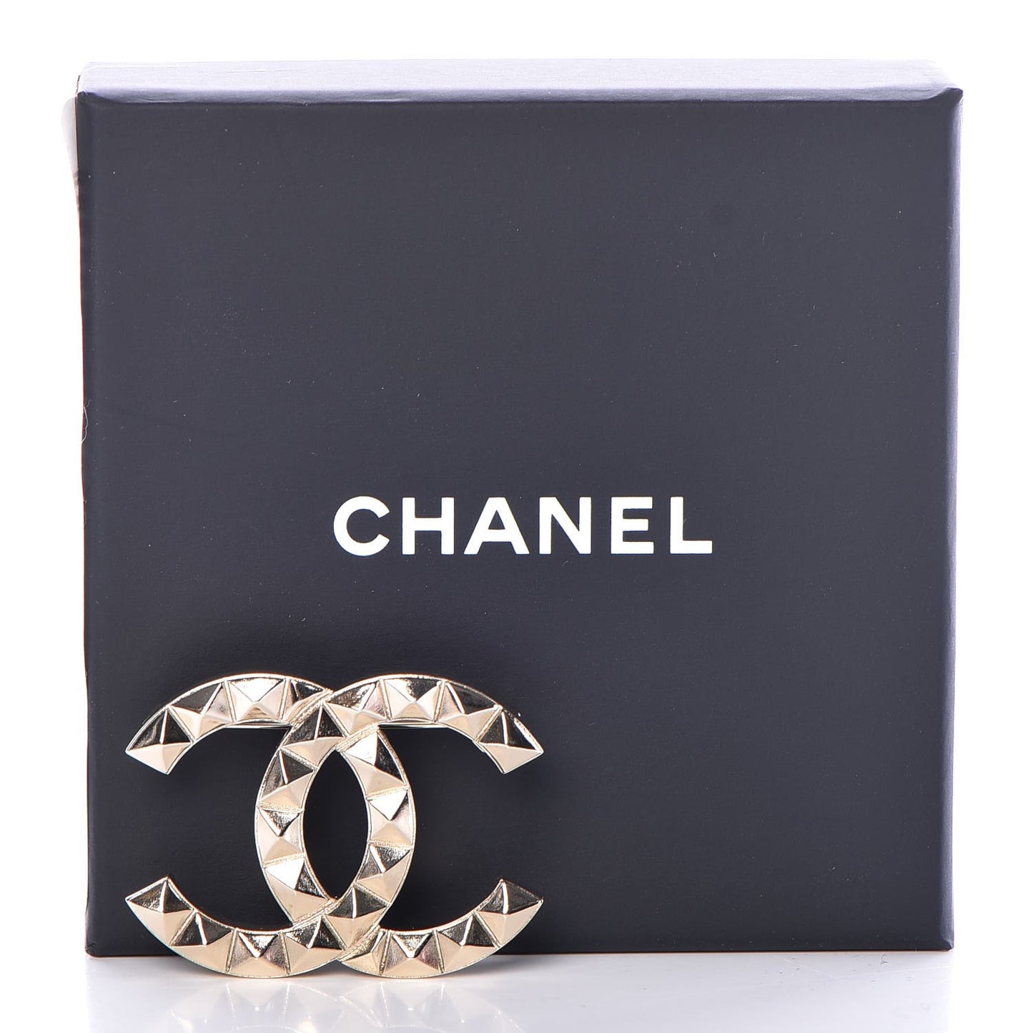 Studded CC Pin Brooch Gold