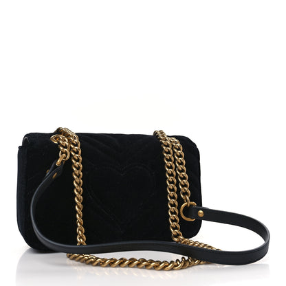 Gucci Velvet Matelasse Mini GG Marmont Shoulder Bag Black 3 of 9