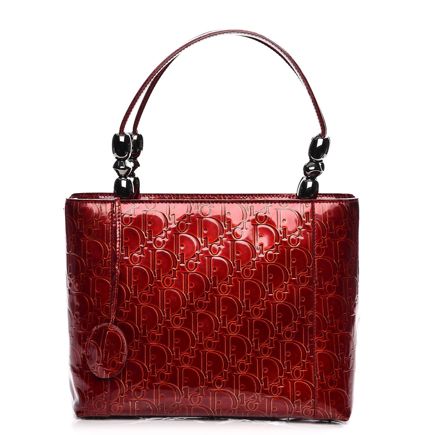 Christian Dior Patent Ultimate Chrome Beaded Malice Tote Red 1 of 12