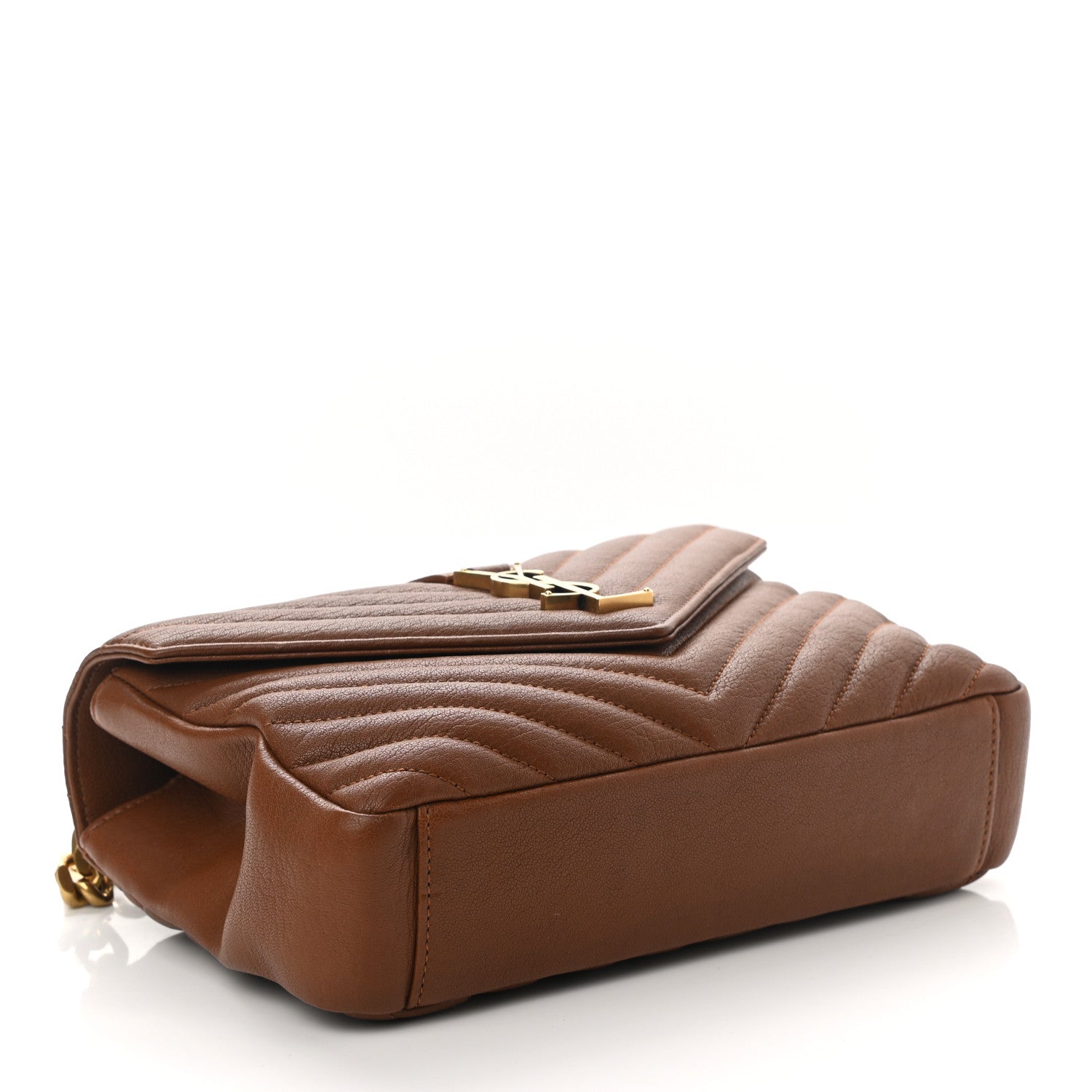 Saint Laurent Sheepskin Matelasse Chevron Monogram Medium College Bag Brick 4 of 10