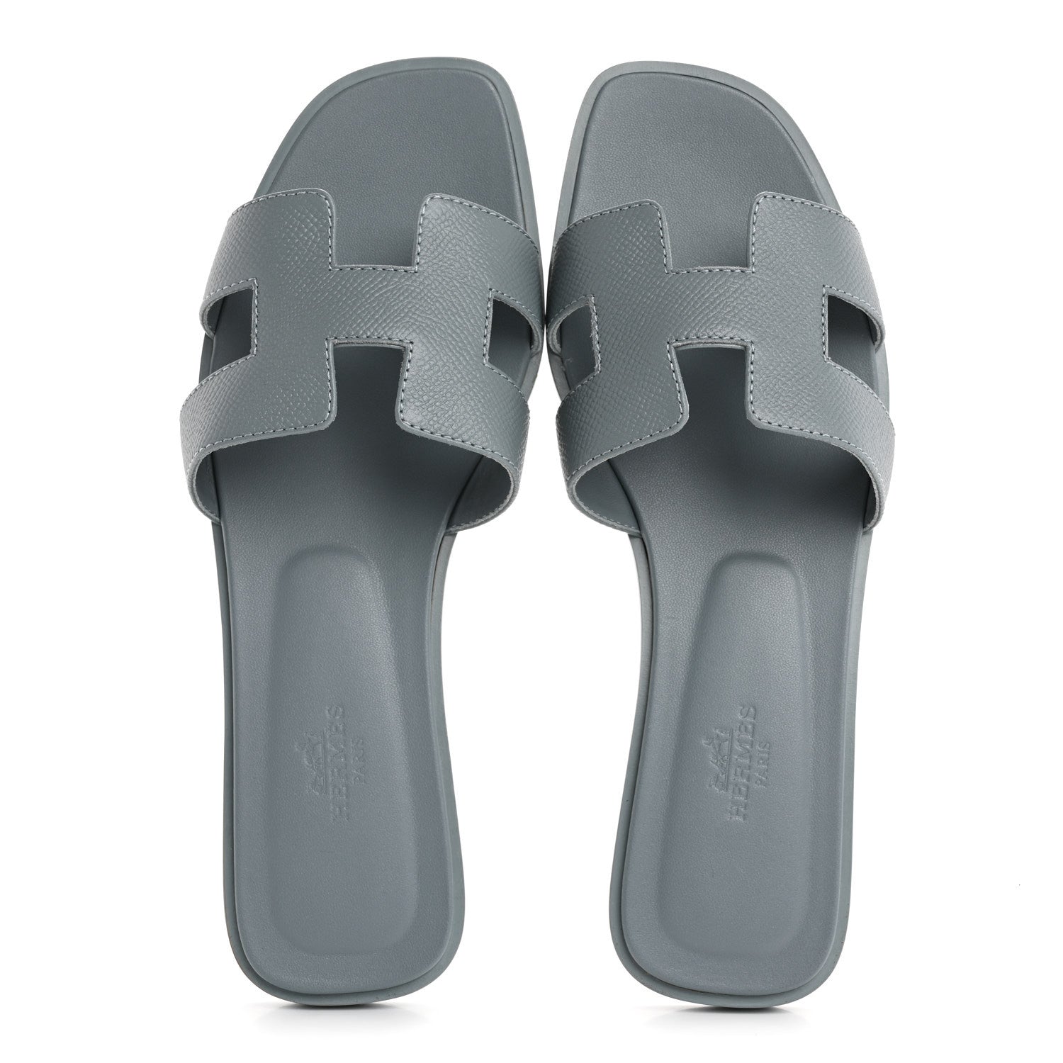 Hermes Epsom Oran Sandals 37.5 Gris Antarctique 2 of 10
