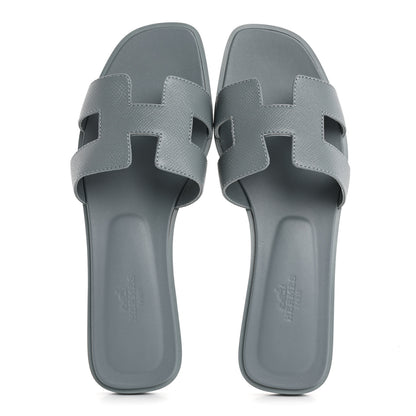 Hermes Epsom Oran Sandals 37.5 Gris Antarctique 2 of 10