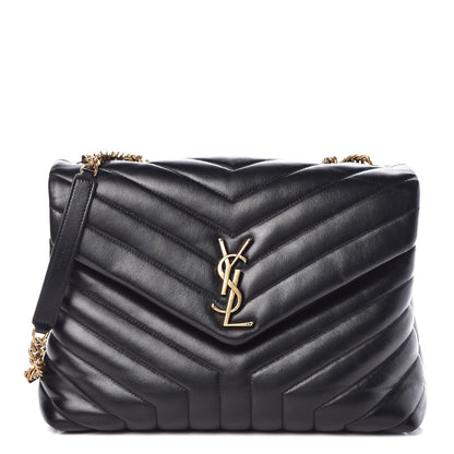 Saint Laurent Calfskin Y Quilted Monogram Medium Loulou Chain Satchel Black 1 of 11