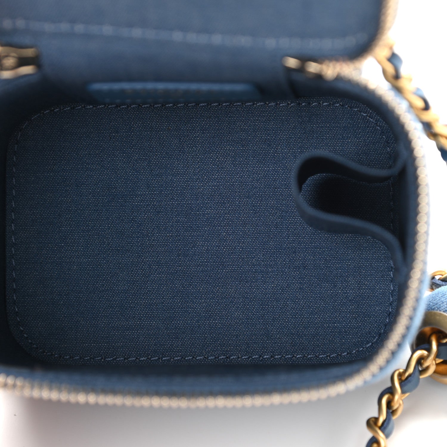 Chanel Denim Quilted Mini Pearl Crush Vanity Case With Chain 5 of 11