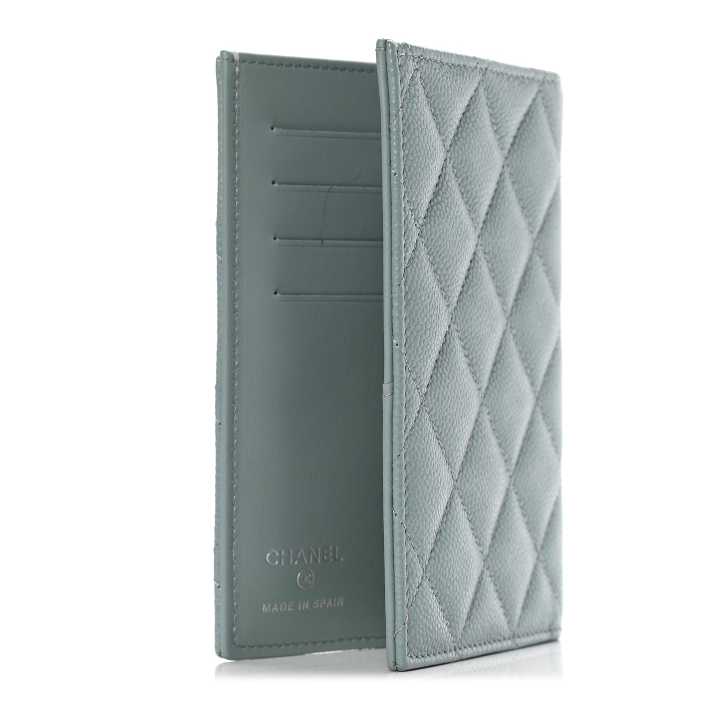 Caviar Quilted Passport Holder Blue
