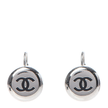 Chanel CC Round Earrings Silver Black 1 of 4