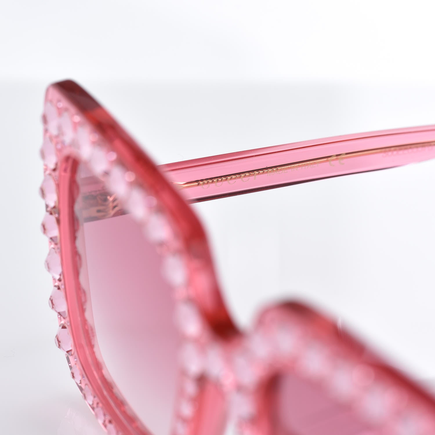 Gucci Acetate Crystal Oversize Sunglasses GG0148S Pink 5 of 7